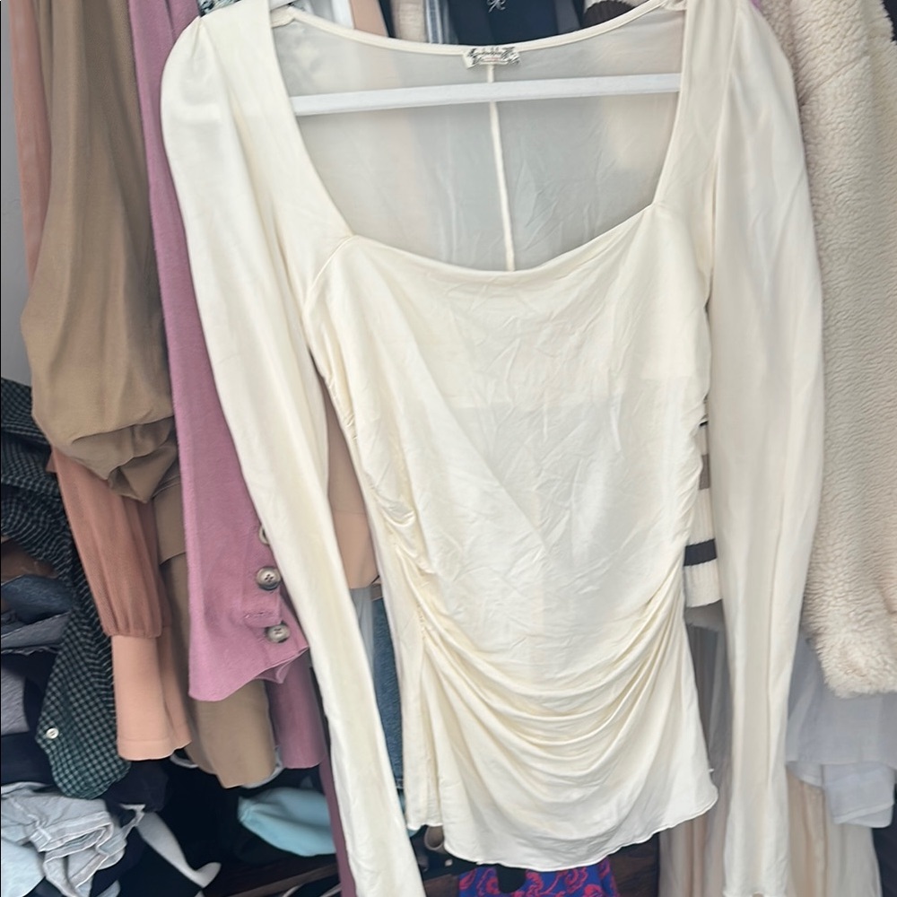 Free people Elegant Cream Long Sleeve Top